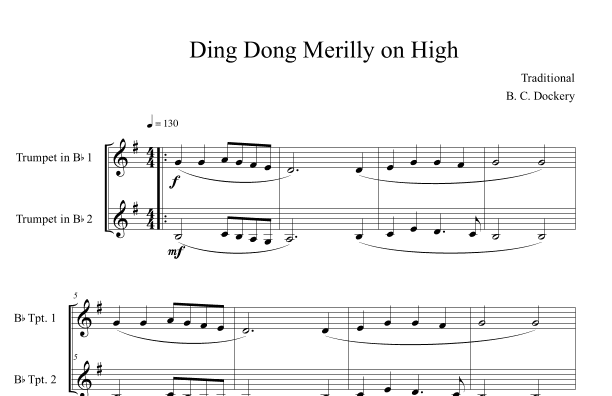Ding Dong Merrily on High (Trumpet Duet) (arr. B. C. Dockery)