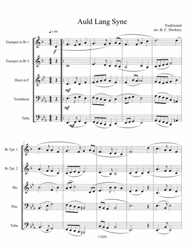 Auld Lang Syne for Brass Quintet (arr. B. C. Dockery)