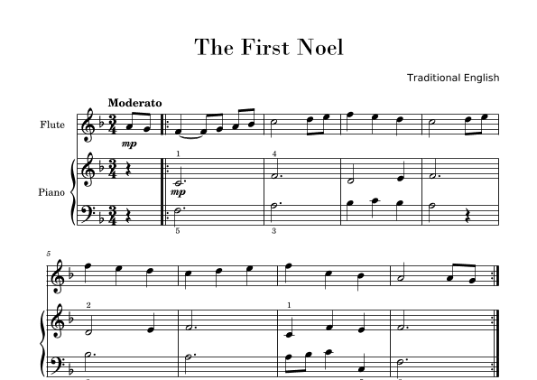 The First Noel (Easy Flute with Piano Accompaniment) (arr. Gisele Sant'Ana)