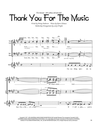 Thank You For The Music (arr. Larry Wright)