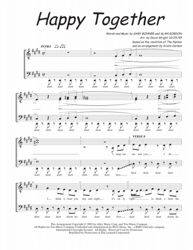 Happy Together (arr. David Wright)