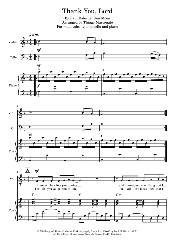 Thank You, Lord (arr. Thiago Marconato)