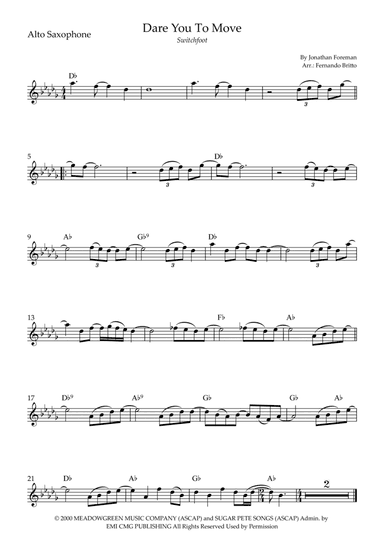 Dare You To Move (arr. Fernando Britto)