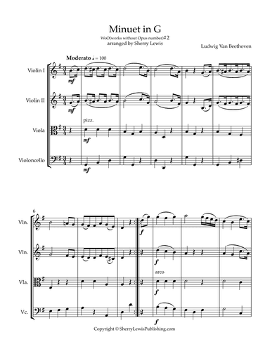 Minuet in G by Beethoven, WoO #2, no opus (arr. Sherry Lewis)