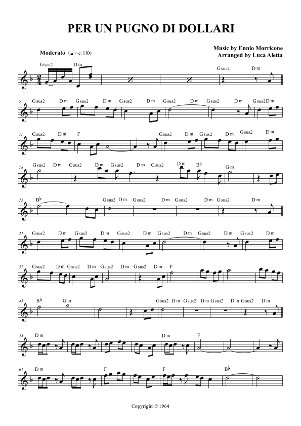 Per Un Pugno Di Dollari (arr. Luca Aletta)