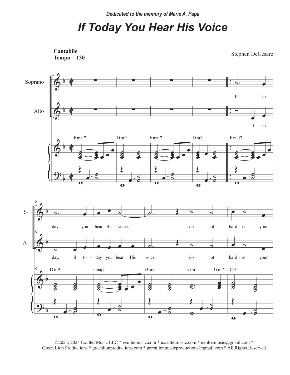 If Today You Hear His Voice (2-part choir - (SA)
