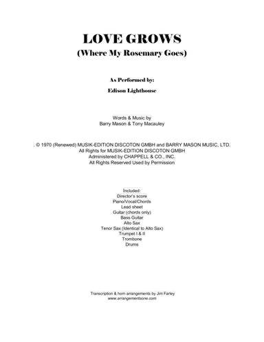 Love Grows (where My Rosemary Goes) (arr. Jim Farley www.arrangementsone.com)