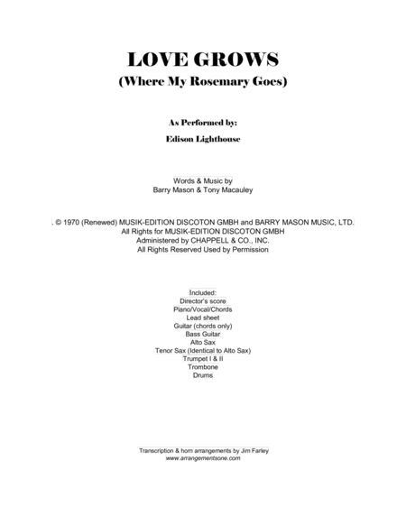 Love Grows (where My Rosemary Goes) (arr. Jim Farley www.arrangementsone.com)
