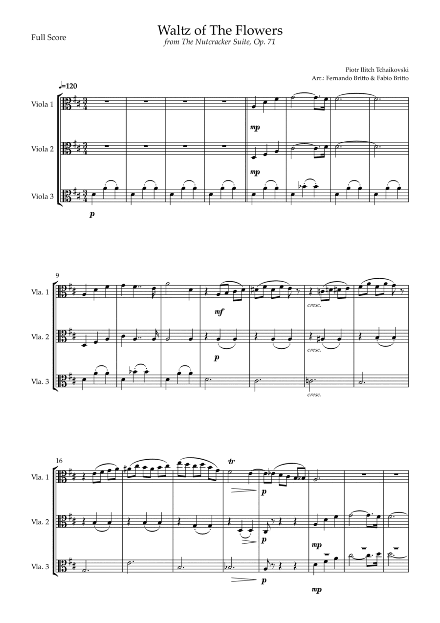 Waltz of The Flowers - from Nutcracker (P. I. Tchaikovsky) for Viola Trio (arr. Fernando Britto, Fabio Britto)