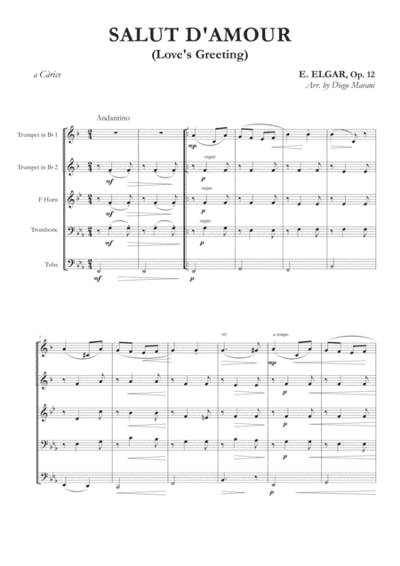 Salut d'Amour (Love's Greeting) for Brass Quintet (arr. Diego Marani)