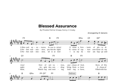 Blessed Assurance (Key of F-Sharp Major) (arr. R. Salvario)
