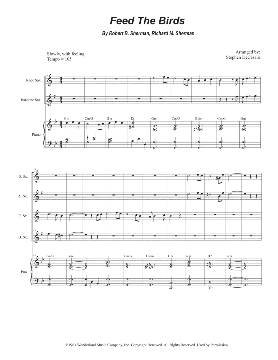 Feed The Birds (tuppence A Bag) (arr. Stephen DeCesare)