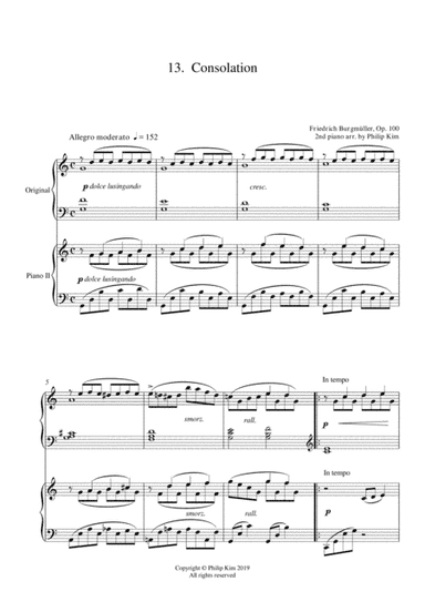 13. Consolation 25 Progressive Studies Opus 100 for 2 pianos Friedrich Burgmüller (arr. Philip Kim)