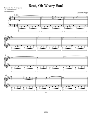 Rest Oh Weary Soul  Concerto No.10 for piano 3rd movement