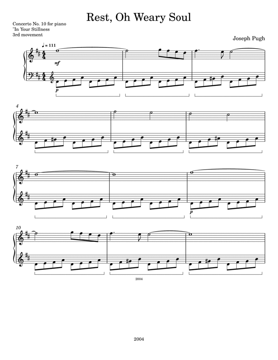 Rest Oh Weary Soul  Concerto No.10 for piano 3rd movement