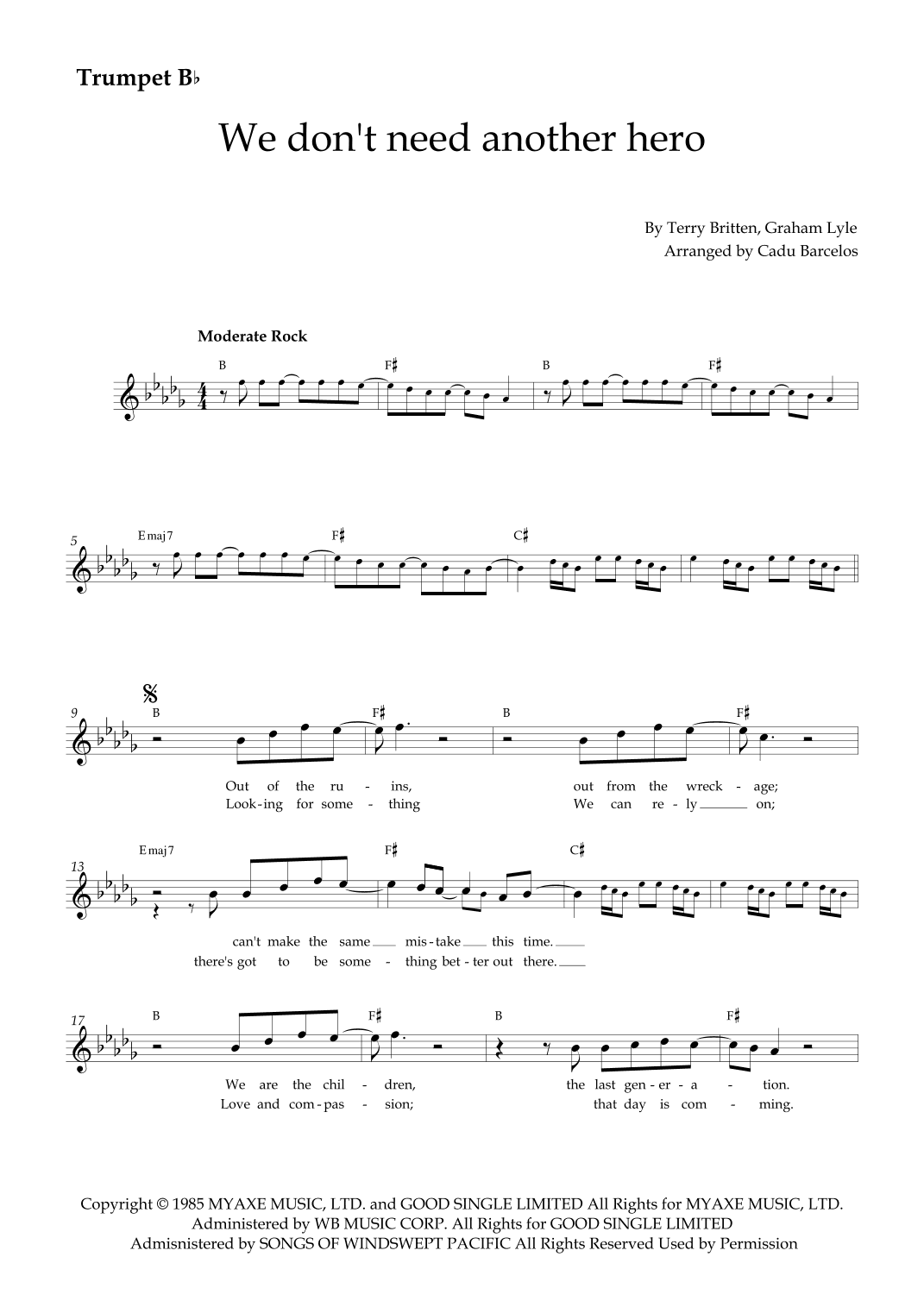 We Don't Need Another Hero (arr. Cadu Barcelos)