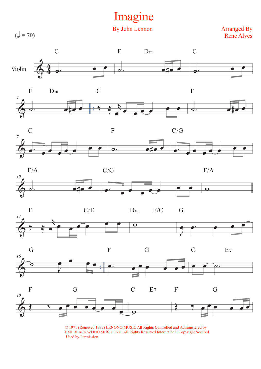 Imagine (arr. Rene Alves)