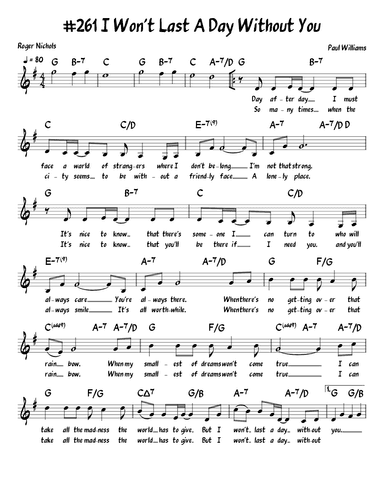 I Won't Last A Day Without You (arr. John Fries)