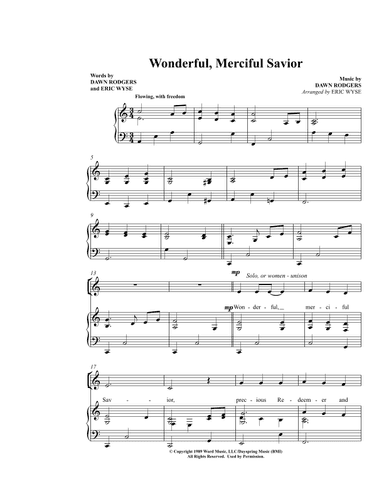Wonderful, Merciful Savior