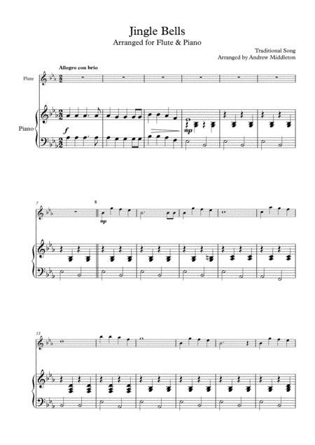 Jingle Bells arranged for Flute & Piano (arr. Andrew Middleton)