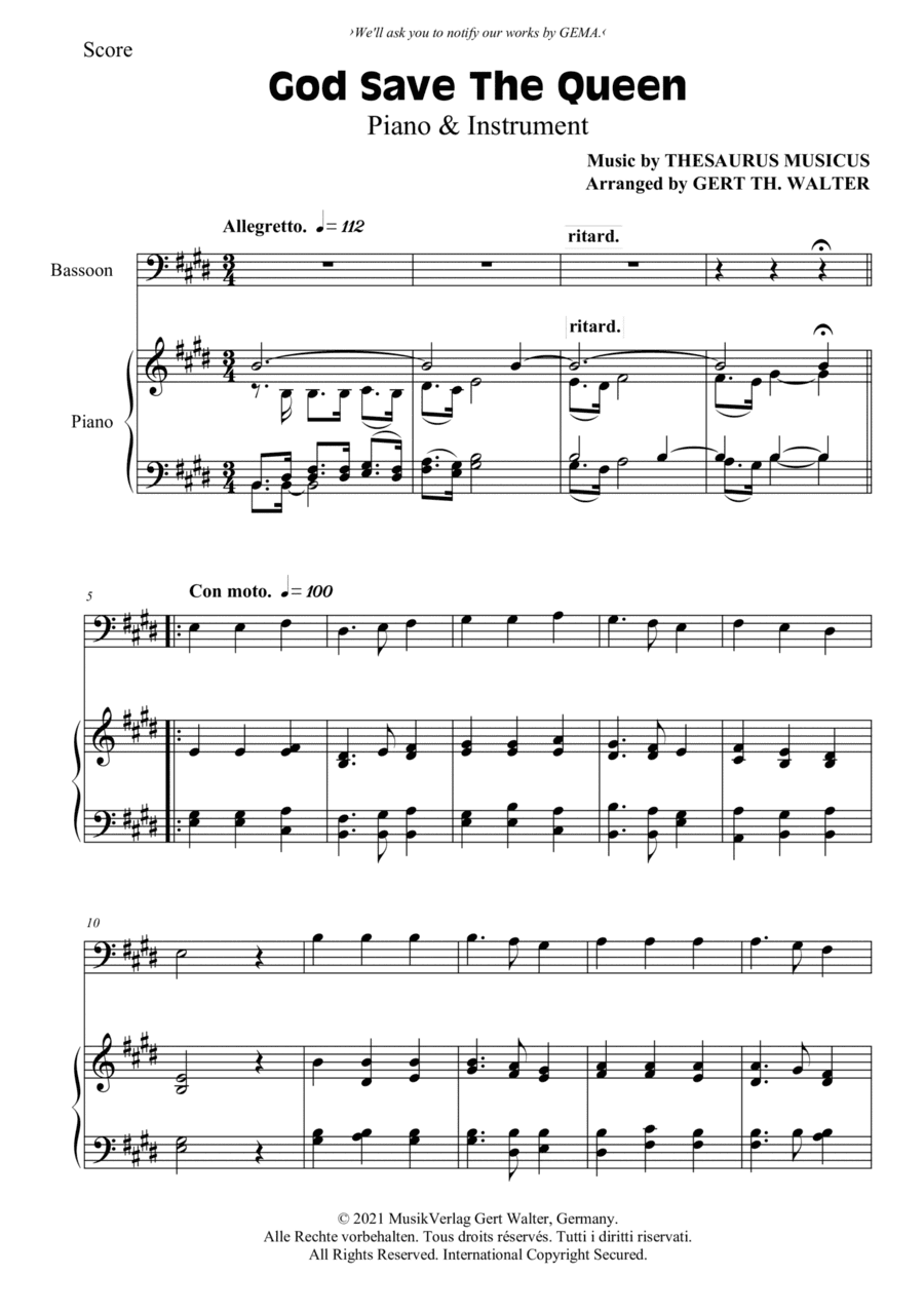God Save The Queen (arr. Gert Th. Walter)