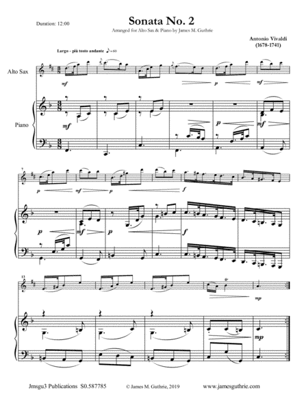 Vivaldi: Sonata No. 2 for Alto Sax & Piano (arr. James M. Guthrie)