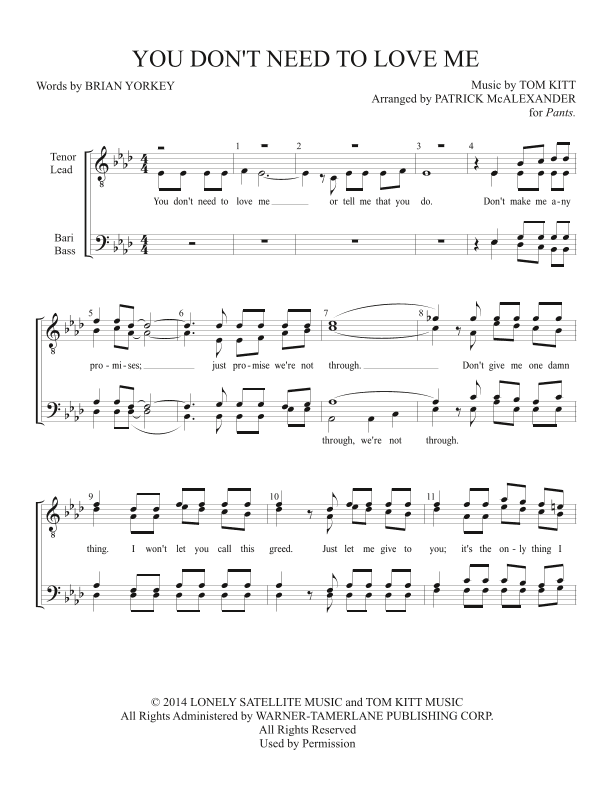 You Don't Need To Love Me (arr. Patrick McAlexander)