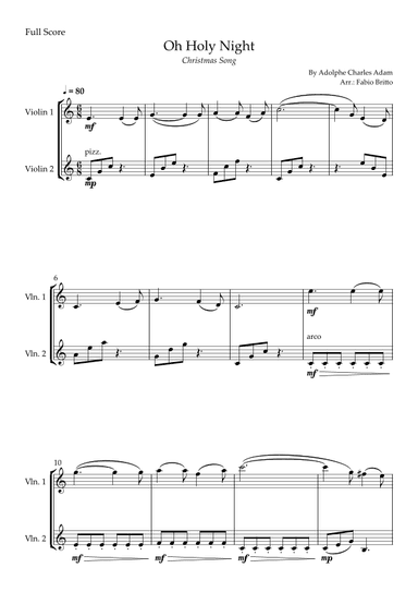 Oh Holly Night (Christmas Song) for Violin Duo (arr. Fabio Britto)
