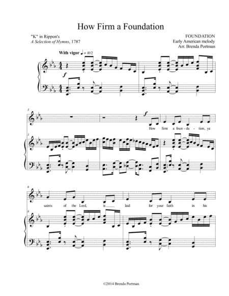 How Firm a Foundation (FOUNDATION), Low/Medium Voice, arr. Brenda Portman (arr. Brenda Portman)
