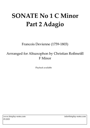 Devienne Sonata No 1 C Minor Part 2 Adagio (Altsaxophon) (arr. Christian Roßmeißl)