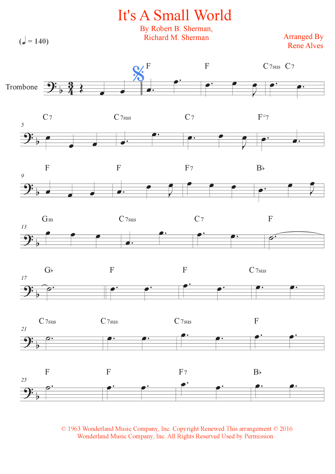 It's A Small World (arr. Rene Alves)