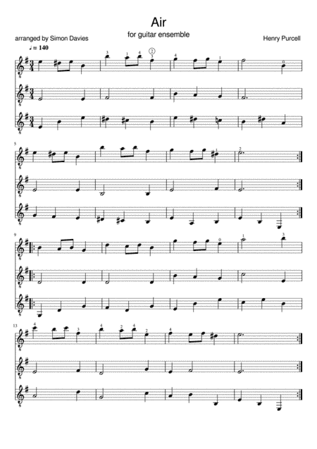 Air - H.Purcell (arranged for beginner guitar ensemble) (arr. Simon Davies)
