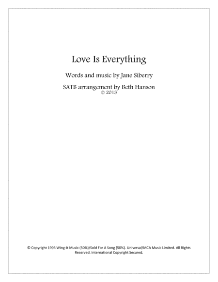 Love Is Everything (arr. Beth Hanson)