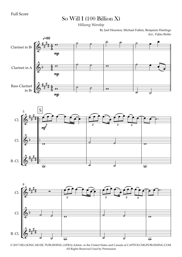 So Will I (100 Billion X) (arr. Fabio Britto)