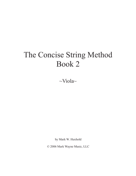 The Concise String Method- Viola Book 2