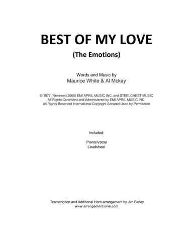 Best Of My Love (arr. Jim Farley - www.arrangementsone.com)