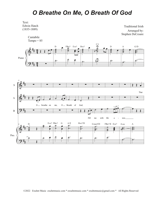 O Breathe On Me, O Breath Of God (Vocal Trio - (SAB) (arr. Stephen DeCesare)