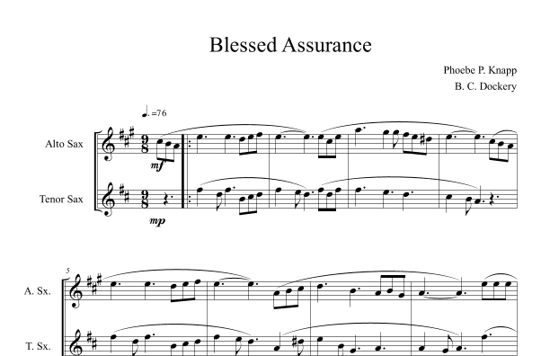 Blessed Assurance (Alto and Tenor Sax Duet) (arr. B. C. Dockery)