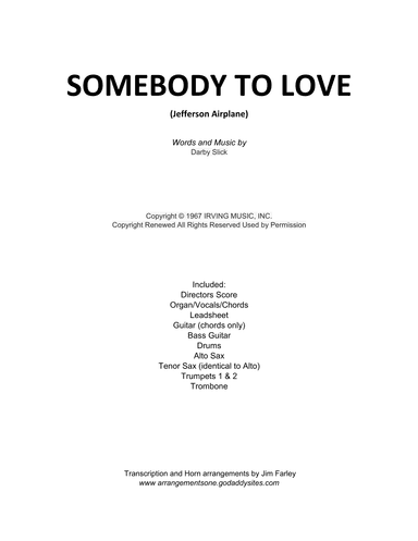 Somebody To Love (arr. Jim Farley)