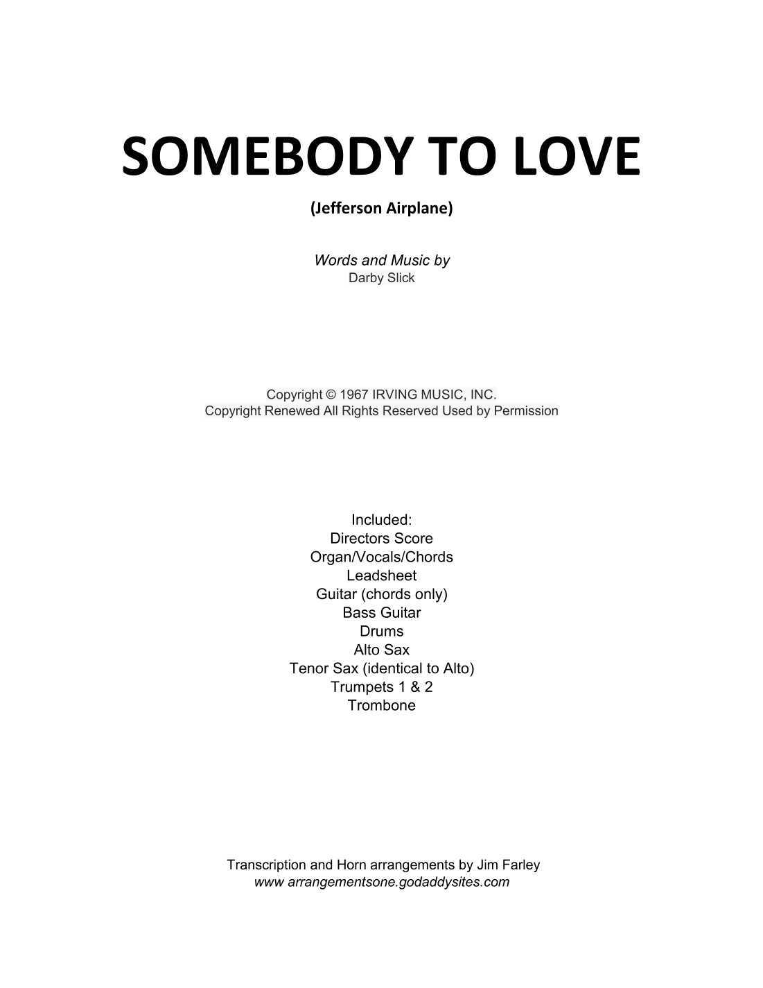 Somebody To Love (arr. Jim Farley)