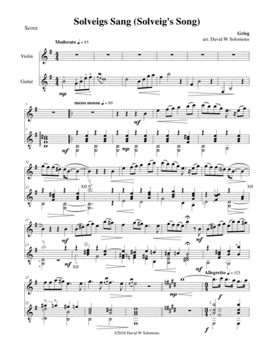 Solveigs sang (Solveig's Song) for violin and guitar (arr. David Warin Solomons)
