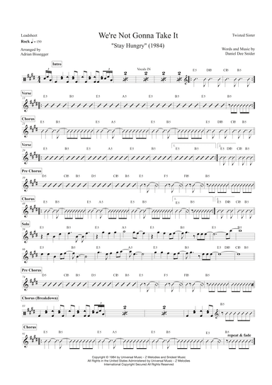 We're Not Gonna Take It (arr. Adrian Bissegger)