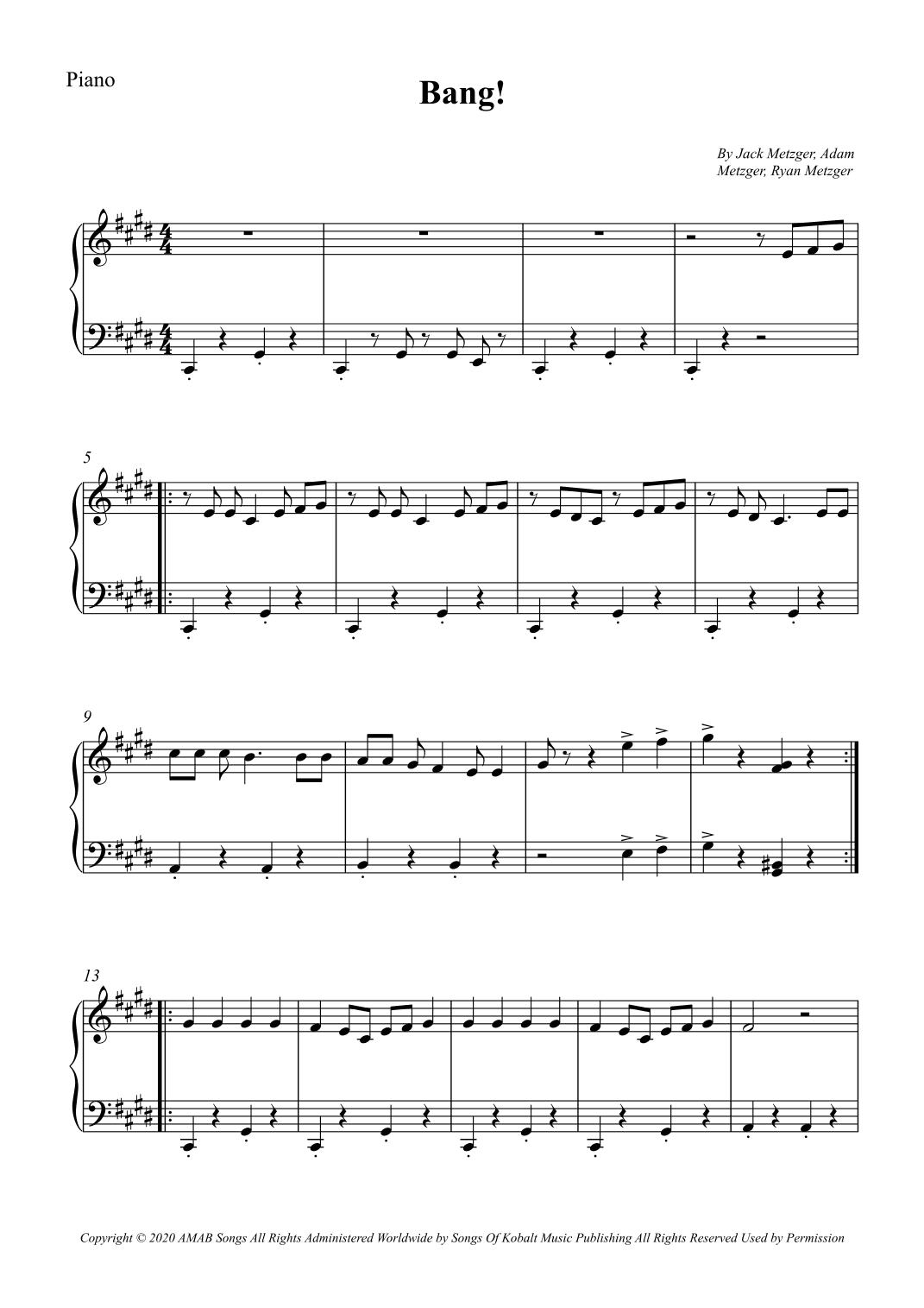 Bang! (arr. Wesley S. SIlva)