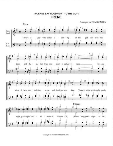 (please Say Goodnight To The Guy) Irene (arr. Tom Gentry)