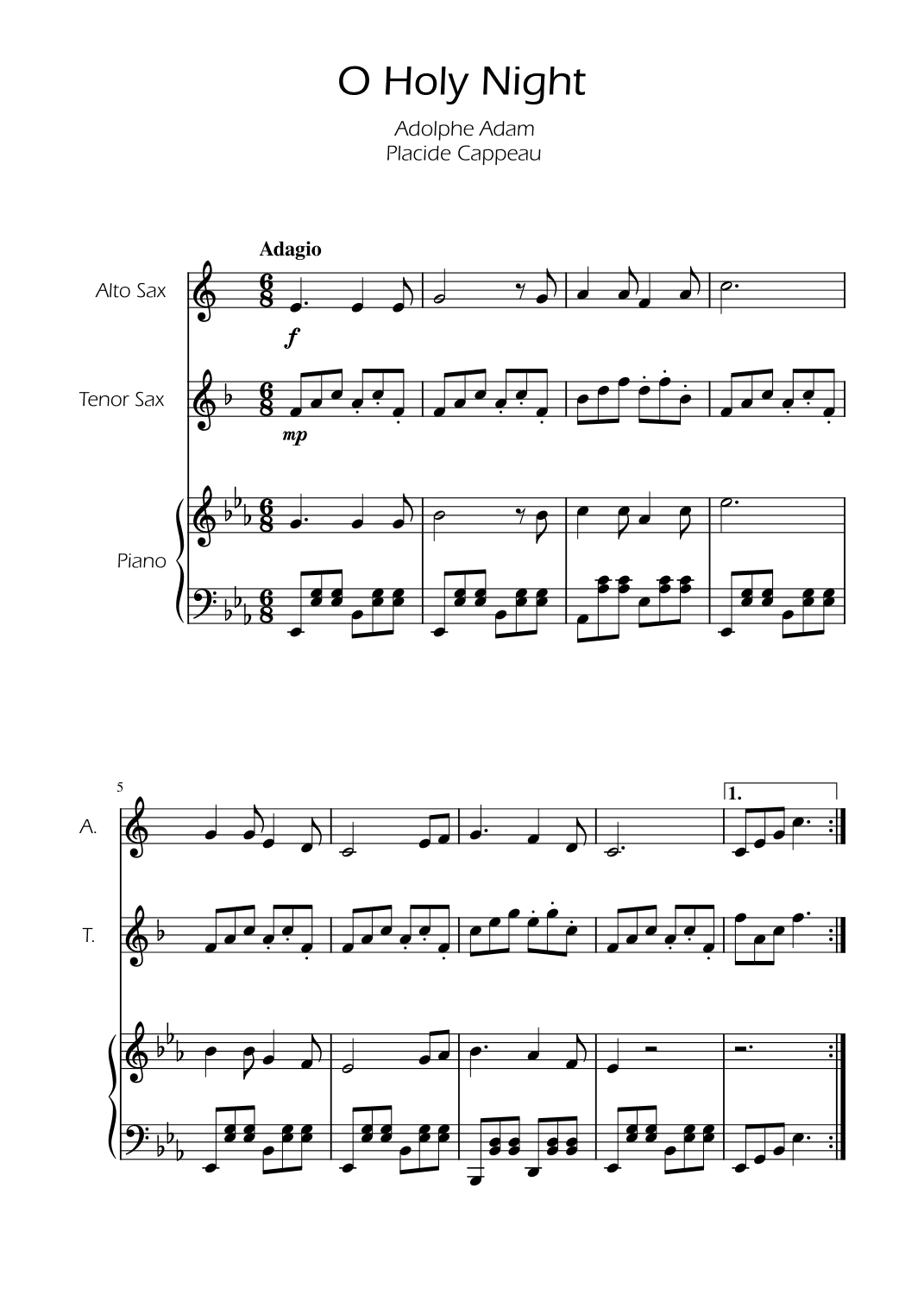 O Holy Night - Sax Duet w/ Piano (arr. Ygor Nunes)