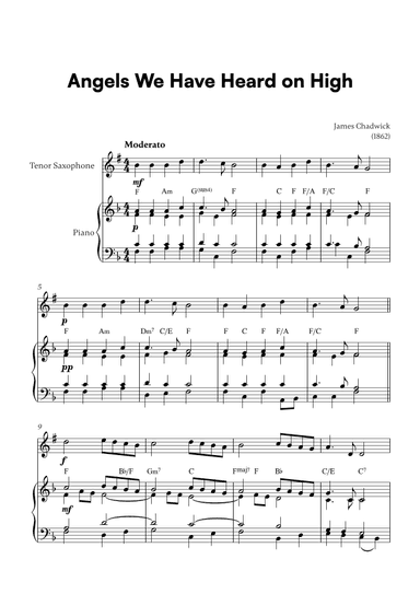 Angels we have heard on high (for Tenor Saxophone and Piano) (arr. Cadenza Editions)