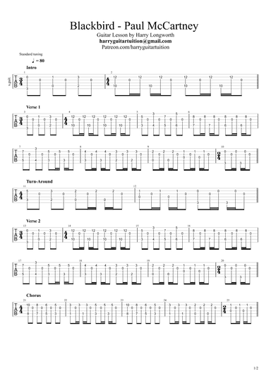 Blackbird (arr. Harry Guitar Tuition)