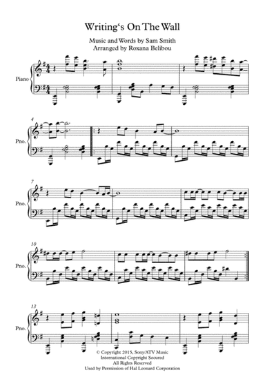 Writing's On The Wall from the film SPECTRE (arr. Roxana Belibou)