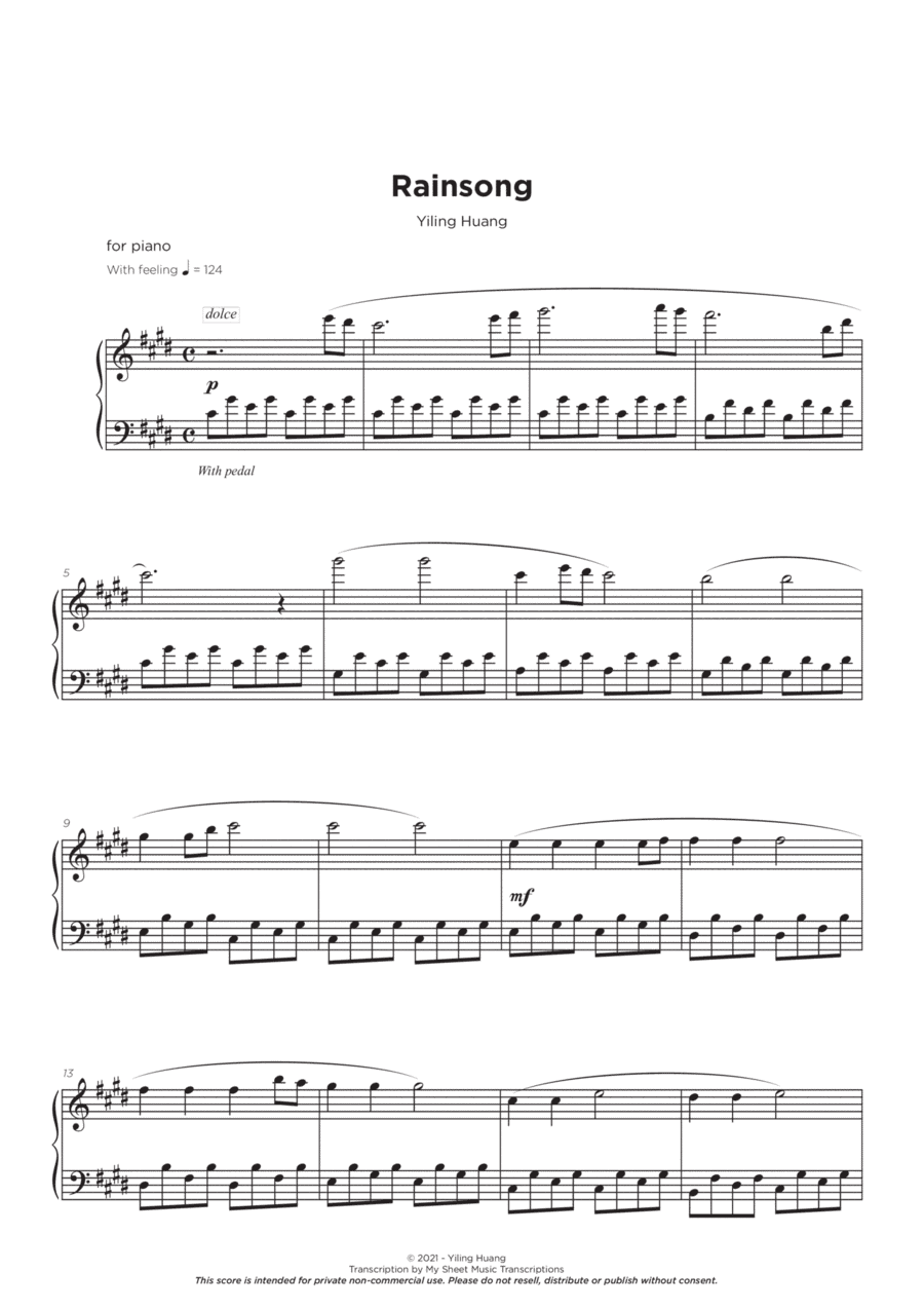 Rainsong Piano Solo by Yiling Huang