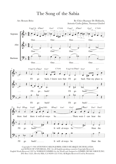 Song Of The Sabiá (sabiá) (arr. Renato Brito)